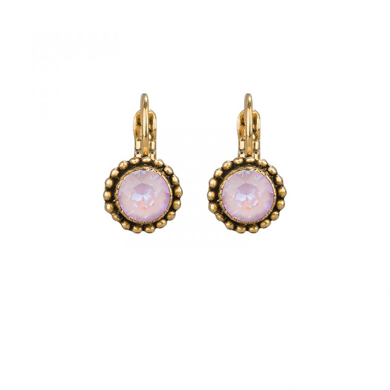 Lavendel paarse Swarovski oorbellen met gouden sluiting