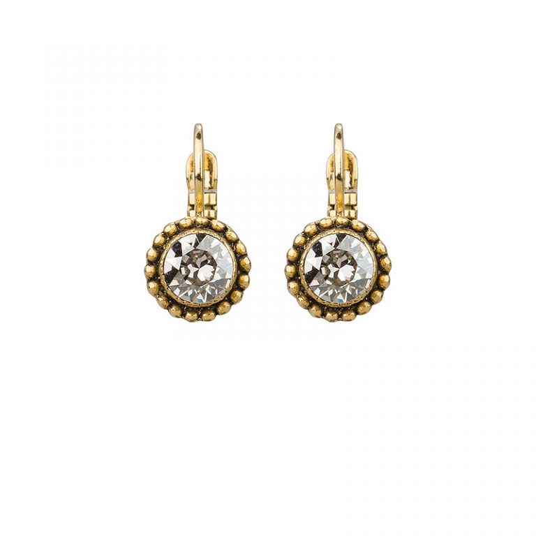 Zilveren Swarovski oorbellen met gouden sluiting