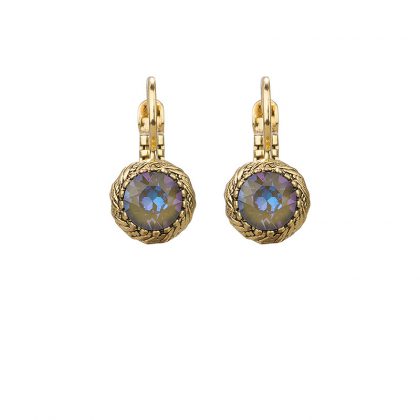 Grijze Swarovski oorbellen met gouden sluiting