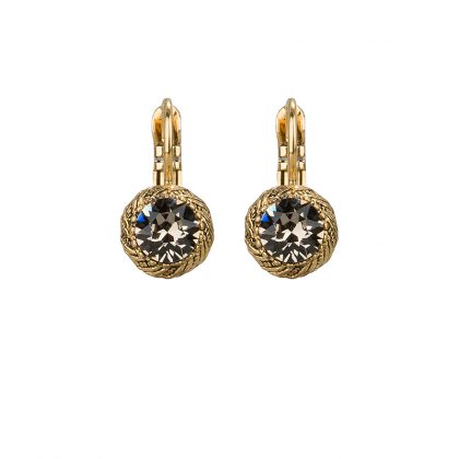 Grijs/beige Swarovski oorbellen met gouden sluiting