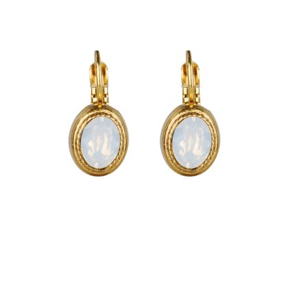 Witte Swarovski oorbellen met gouden sluiting
