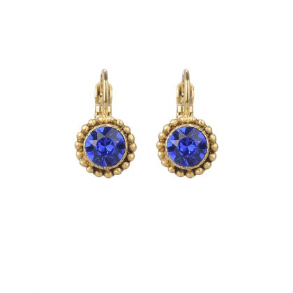 Saffier blauwe Swarovski oorbellen met gouden sluiting