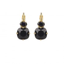 Zwarte Swarovski oorbellen met gouden sluiting
