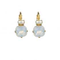 Witte Swarovski oorbellen met gouden sluiting