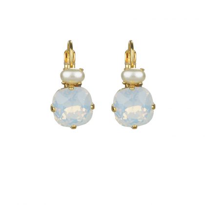 Witte Swarovski oorbellen met gouden sluiting