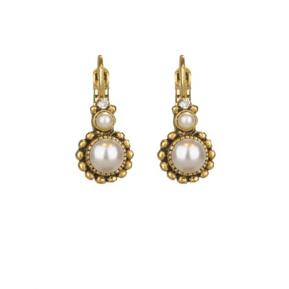 Witte parel oorbellen met gouden sluiting