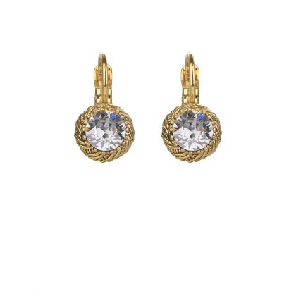 Zilveren Swarovski oorbellen met gouden sluiting