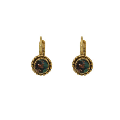 Zwart groene Swarovski oorbellen met gouden sluiting