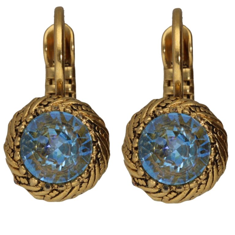 Aquablauwe Swarovski oorbellen