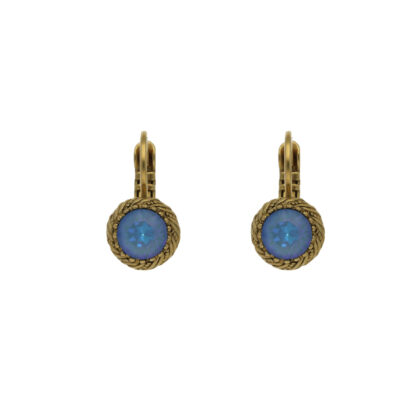 Luchtblauwe swarovski oorbellen met gouden sluiting