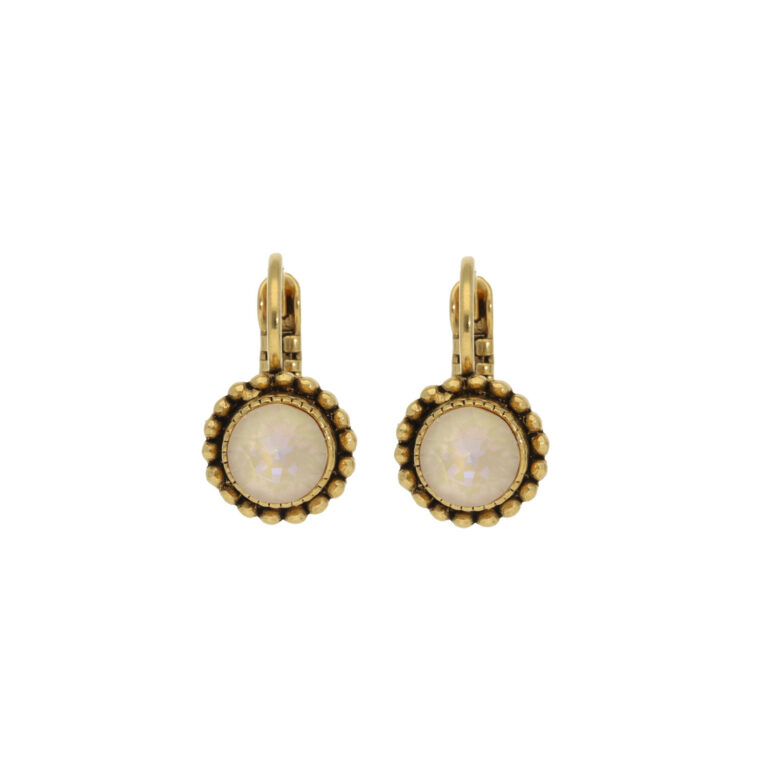 Ivoor crème Swarovski oorbellen met gouden sluiting