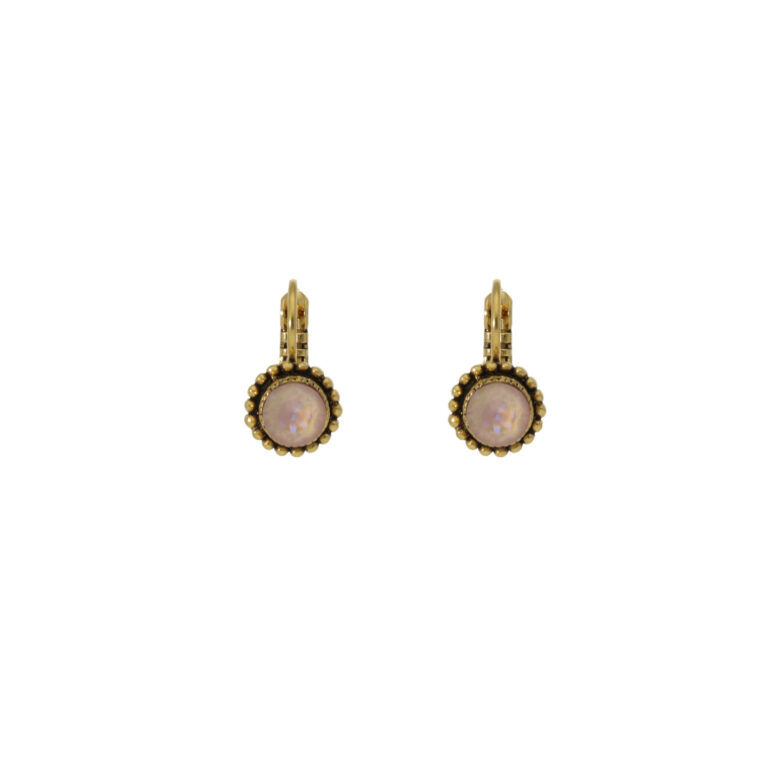 Oudroze Swarovski oorbellen met gouden sluiting