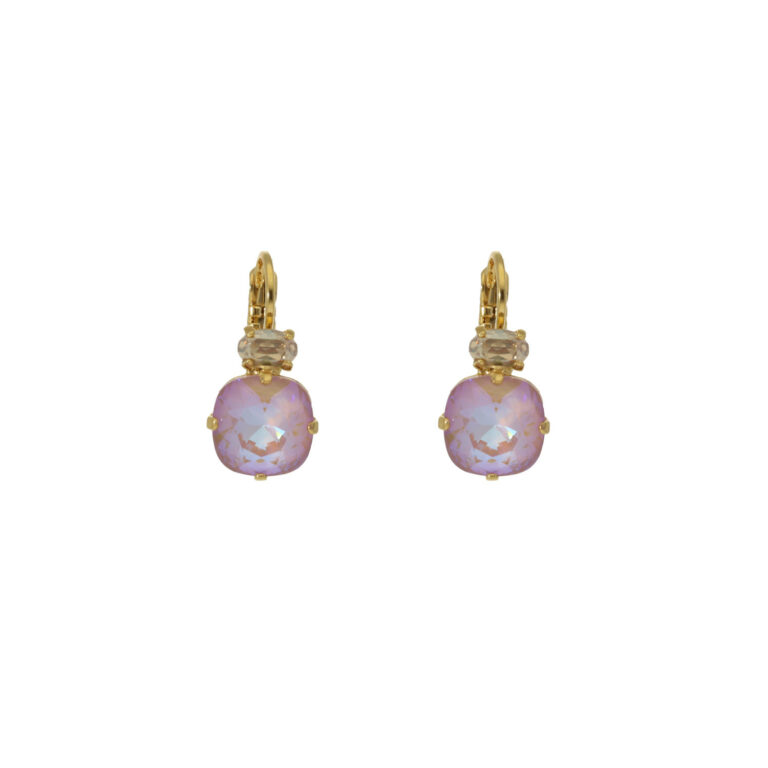Oud roze Swarovski oorbellen met gouden sluiting