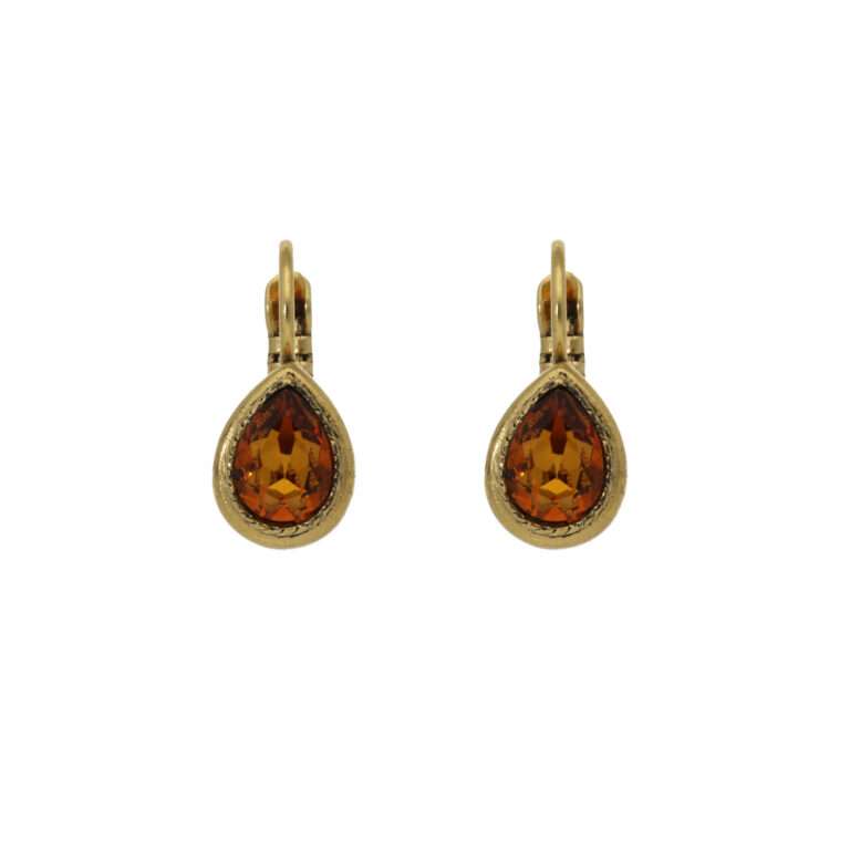 Bruine Swarovski oorbellen met gouden sluiting