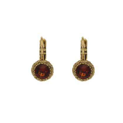 Bruine Swarovski oorbellen met gouden sluiting