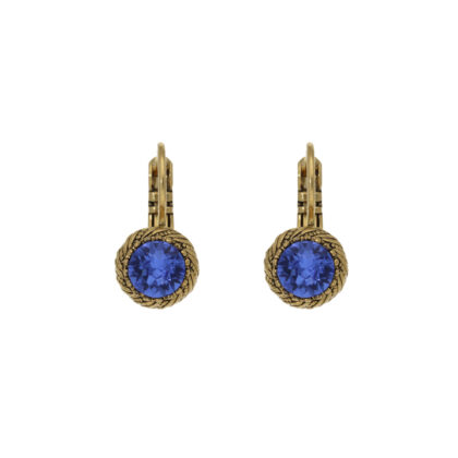 Saffierblauwe Swarovski oorbellen met gouden sluiting